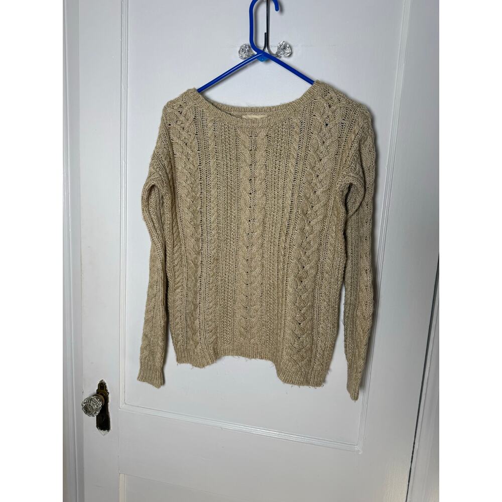 Ralph Lauren Denim & Supply Brown Cable Knit Fisherman Chunky Sweater XS
